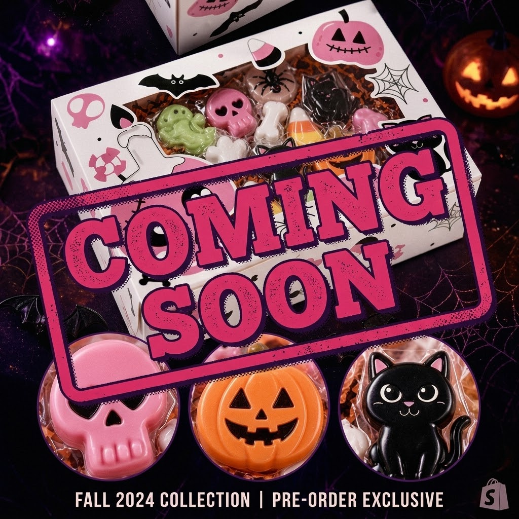 Limited Edition Halloween Wax Melt Box Set – Cute Spooky Individually Wrapped Melts in Pink Skull Gift Box