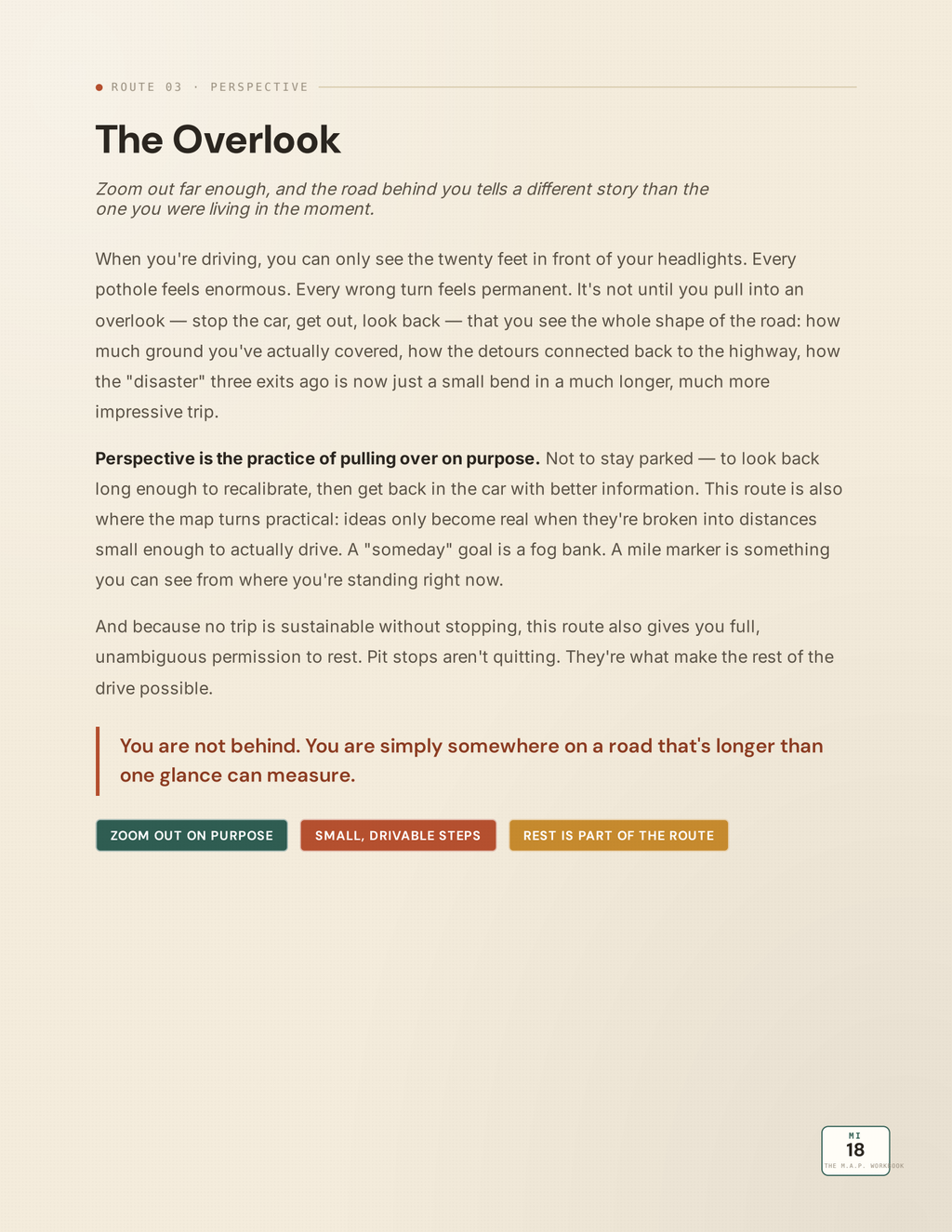 The Overlook perspective worksheet page from the M.A.P. workbook